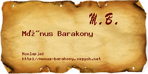 Mónus Barakony névjegykártya